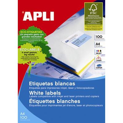 Etichete autoadezive Apli, cu colturi drepte, A4, 70 x 25.4 mm, 3300 bucati, 100 coli/top - Pret/top