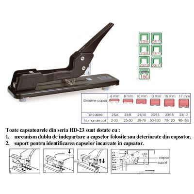 Capsator cu brat lung, 150 coli, KANGARO HD-23L-17