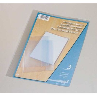 Coperta PP - 120 microni, pentru caiet A4, 3 buc/set, Aurora - transparent cristal