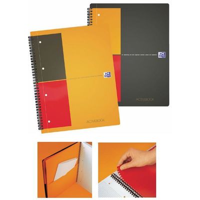 Caiet A5, spirala dubla, 80 file - 80g/mp, 12 perf., coperta PP, Oxford Activebook - matematica