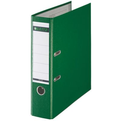 Biblioraft A4, plastifiat PP/paper, margine metalica 80 mm, Leitz 180 - verde