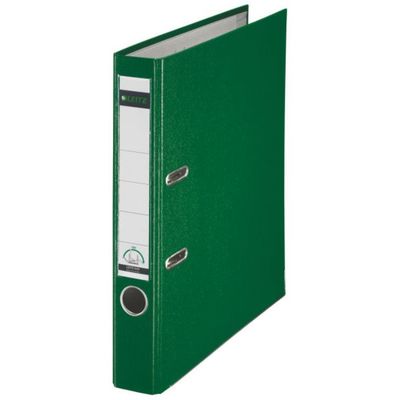 Biblioraft A4, plastifiat PP/paper, margine metalica 52 mm, Leitz 180 - verde