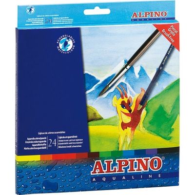 Creioane colorate acuarela, cutie carton, 24 culori/set, Alpino Aqualine