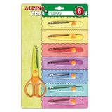 Alpino Foarfeca copii, 13cm + 8 modele de taiere, in blister, Alpino Crea