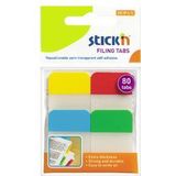 Hopax Stick index plastic transp. cu margine color 38 x 25 mm, 4 x 20 file/set, Stick'n - 4 culori neon