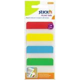 Hopax Stick index plastic transp. cu margine color 38 x 51 mm, 4 x 20 file/set, Stick'n - 4 culori neon