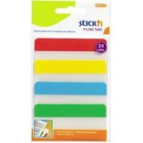 Hopax Stick index plastic transp. cu margine color 38 x 76 mm, 4 x 20 file/set, Stick'n - 4 culori neon