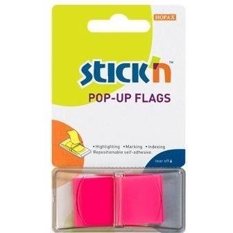 Film index autoadeziv 45 x 25mm, 50 file/set, cu dispenser, Stick'n Pop-up - magenta