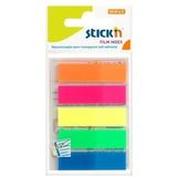 Hopax Stick index plastic transparent color 45 x 12 mm, 5 x 25 file/set, Stick'n - 5 culori neon