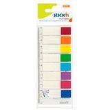 Hopax Stick index plastic transparent color 45 x 12 mm, 8 x 15 file/set, Stick'n - 8 culori transp./neon