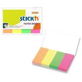 Hopax Stick index hartie color 50 x 20 mm, 4 x 50 file/set, Stick'n - 4 culori neon