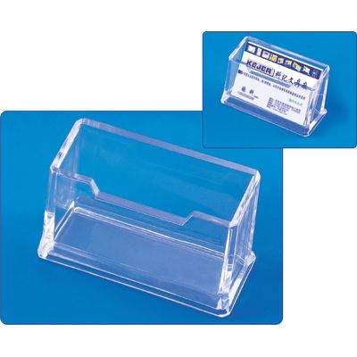 Suport plastic pentru 1 set carti de vizita, pentru birou, Kejea - transparent