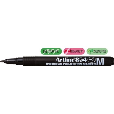 Marker OHP permanent Artline 854, varf mediu - 1.0mm - negru