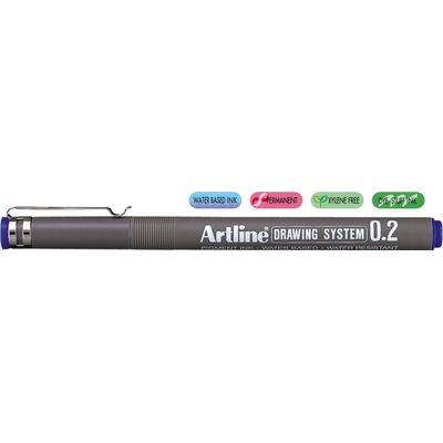 Marker pentru desen tehnic ARTLINE, varf fetru 0.2mm - albastru