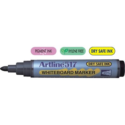 Marker pentru tabla de scris Artline 517 - Dry safe ink, varf rotund 2.0mm - negru