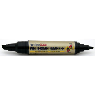 Marker pentru tabla de scris Artline 525T, doua capete - varf rotund 2.0mm/tesit 5.0mm - negru