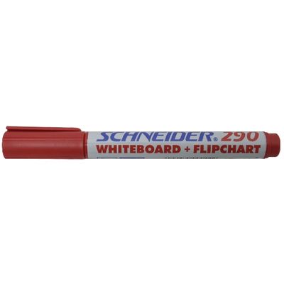 Marker Schneider Maxx 290, pentru tabla de scris+flipchart, varf rotund 2-3mm - rosu