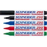 Schneider Marker Schneider Maxx 290, pentru tabla de scris+flipchart, varf rotund 2-3mm, 4 cul/set - (N,R,A,V)