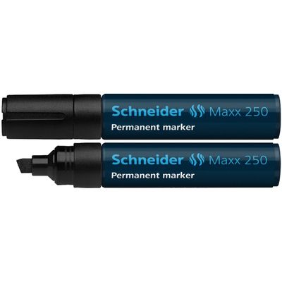 Permanent marker Schneider Maxx 250, varf tesit 2+7mm - negru