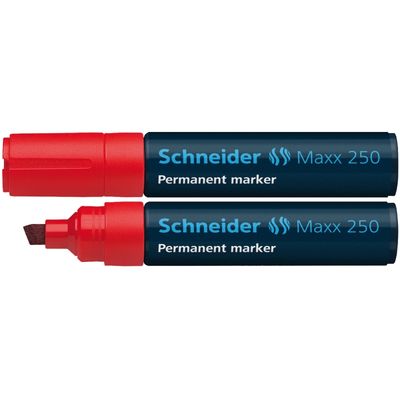 Permanent marker Schneider Maxx 250, varf tesit 2+7mm - rosu