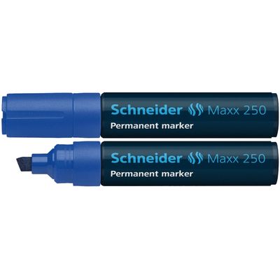 Permanent marker Schneider Maxx 250, varf tesit 2+7mm - albastru