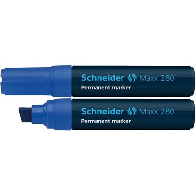 Permanent marker Schneider Maxx 280, varf tesit 4+12mm - albastru