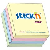 Hopax Cub notes autoadeziv 76 x 76 mm, 400 file, Stick'n - 4 culori pastel