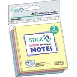 Hopax Notes autoadeziv 76 x 76 mm, 3 x 50 file/set, Stick'n - 3 culori pastel