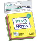 Hopax Notes autoadeziv 76 x 76 mm, 3 x 50 file/set, Stick'n - 3 culori fosforescente