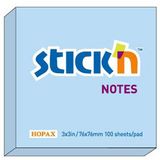 Hopax Notes autoadeziv 76 x 76 mm, 100 file, Stick'n - albastru pastel