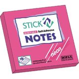 Hopax Notes autoadeziv 76 x 76 mm, 100 file, Stick'n - roz neon