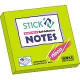 Hopax Notes autoadeziv 76 x 76 mm, 100 file, Stick'n - verde neon