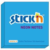 Hopax Notes autoadeziv 76 x 76 mm, 100 file, Stick'n - albastru neon