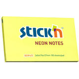 Hopax Notes autoadeziv 76 x 127 mm, 100 file, Stick'n - galben neon