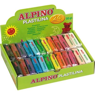 Display plastelina standard, 24 x 50gr./display, Alpino - 12 culori asortate