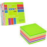 Hopax Cub notes autoadeziv 76 x 76 mm, 400 file, Stick"n - neon/pastel asortate