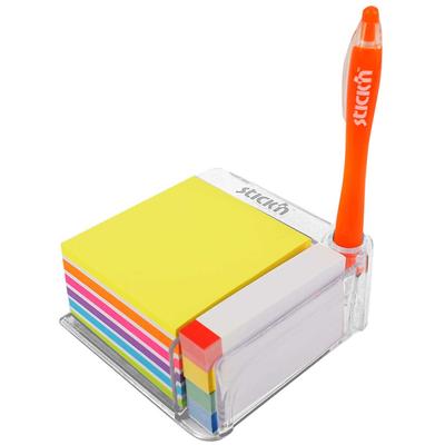 Notes autoadeziv cu suport, 76 x 76 mm - 400 file/set, 76 x 14 mm - 380 file/set, Stick"n - culori a