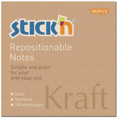 Notes autoadeziv 76 x  76 mm, 100 file, Stick"n - kraft