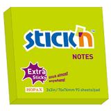 Hopax Notes autoadeziv extra-sticky 76 x 76mm, 90 file, Stick"n - verde neon