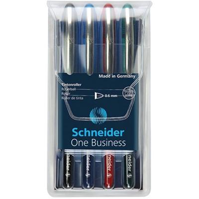 Roller cu cerneala SCHNEIDER One Business, ball point 0.6mm, 4 culori/set - (N,R,A,V)