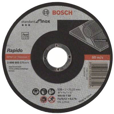 BOSCH Standard for Inox - Rapido - Disc taiere inox, 125x22.2x1 mm, Se livreaza multiplu de 25, Pret/Bucata