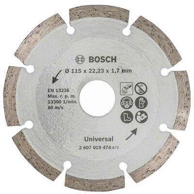 BOSCH 2607019474 - Disc diamantat de taiere segmentat, 115x22.2x1.7 mm, taiere uscata, Se livreaza multiplu de 5, Pret/Bucata