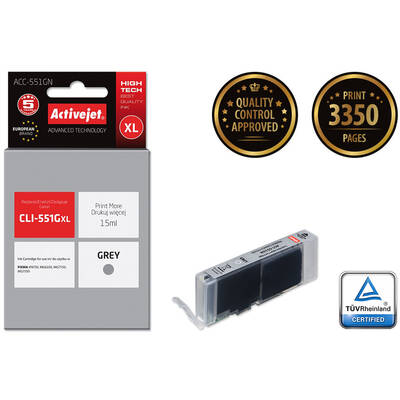 Cartus Imprimanta ACTIVEJET COMPATIBIL ACC-551GN for Canon printer; Canon CLI-551G replacement; Supreme; 15 ml; grey