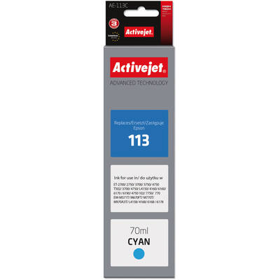 Cartus Imprimanta ACTIVEJET Compatibil AE-113C for Epson printer, Epson 113 C13T06B240 replacement; Supreme; 70 ml; cyan