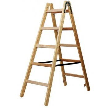 Brennenstuhl Wooden Stepladder, 2 x 5 rungs, 1.32 m, durable up to 150 kg