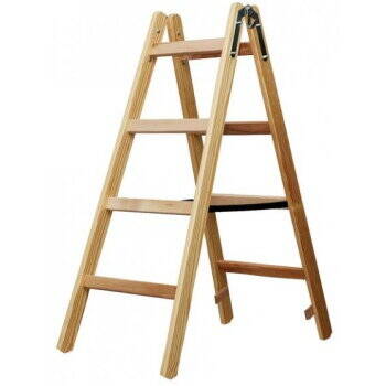 Brennenstuhl Wooden Stepladder, 2 x 4 rungs, 1.2 m, durable up to 150 kg